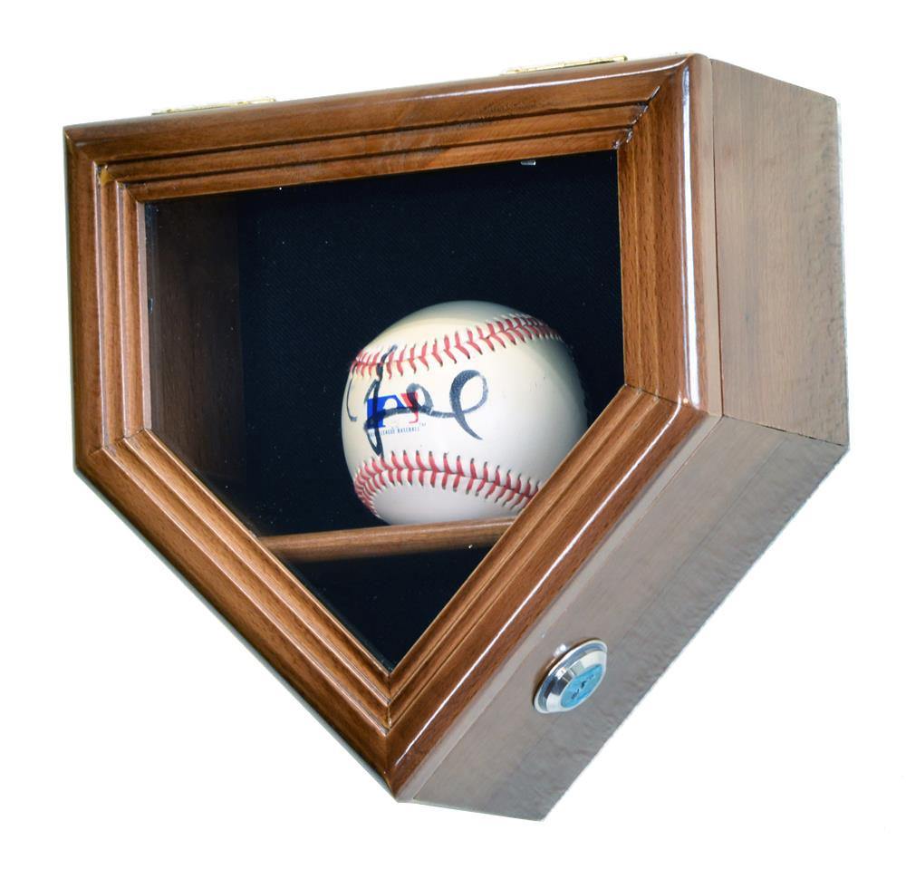 OKE 30 fashion Baseball Display Case Cabinet Holder Rack Home Plate Shaped w/98% UV Pr