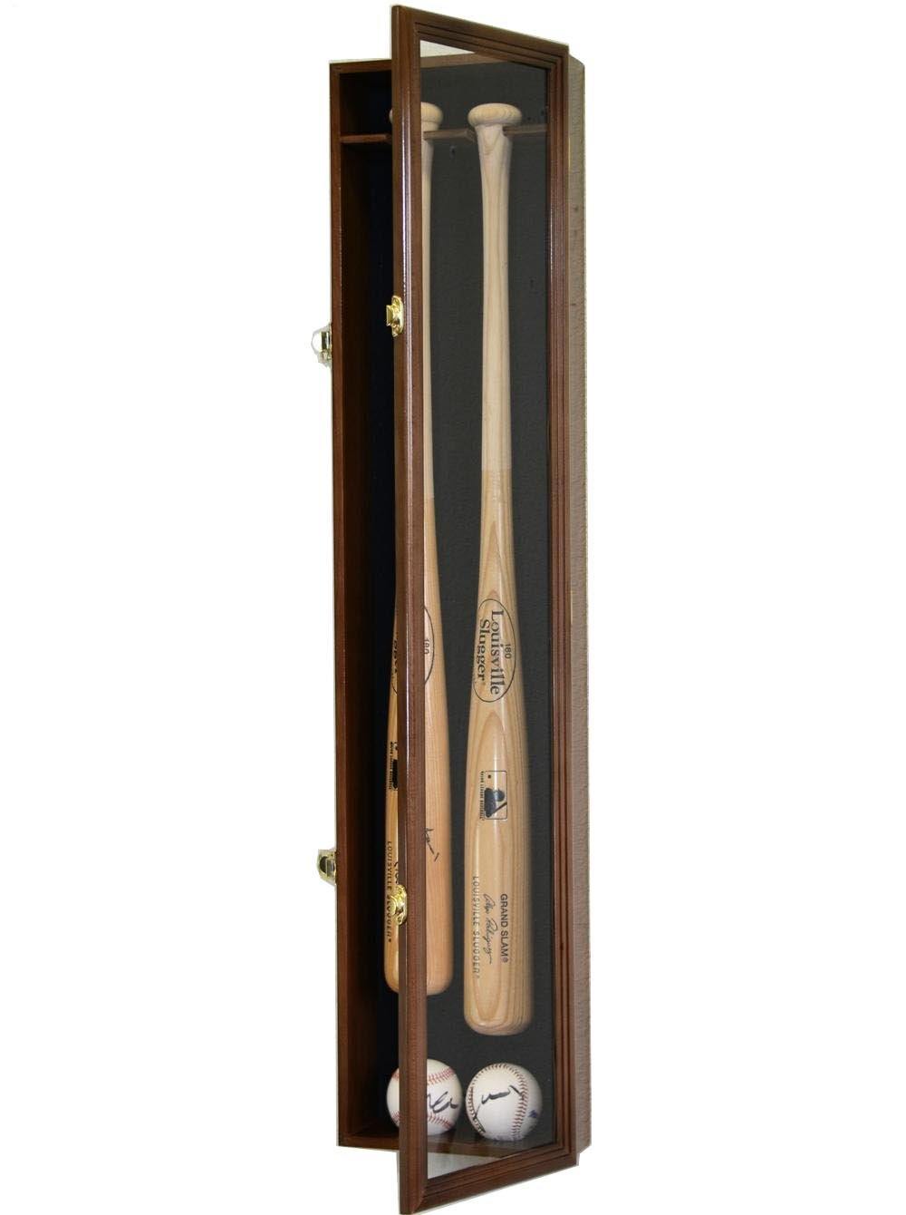 Small Mini 18 inch Bat Baseball Display Case Cabinet, Men's, Brown