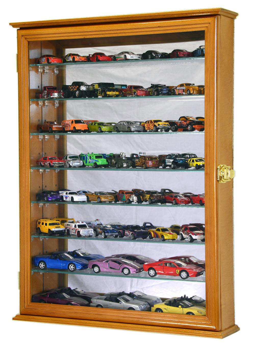 Large Mirrored Back 1/64 Diecast / Matchbox Train Display Case Cabinet